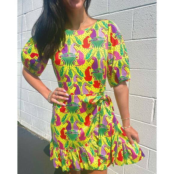 Emily McCarthy Lola Wrap Dress in Peekaboo Cat Print - Picture 2 of 9